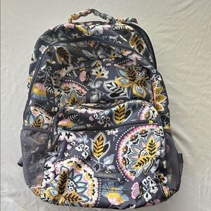 Vera Bradley Floral Backpack - Gray, Yellow, and Pink